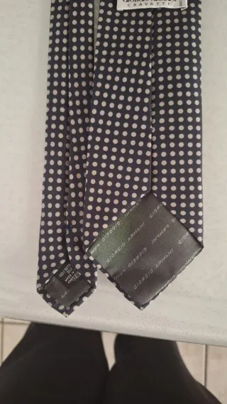 Cravatta Giorgio Armani Uomo Pois Nero Beige