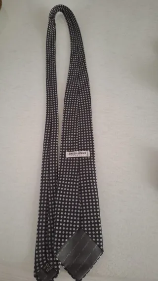 Cravatta Giorgio Armani Uomo Pois Nero Beige