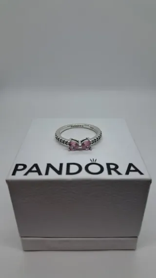 Anillo Pandora Lazo Rosa y Circonitas Plata 925 54