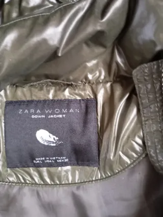 Chaqueta plumífero Zara verde mujer