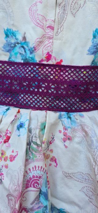 Traje Flamenca Diseño Beige y Morado