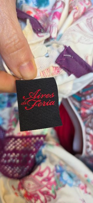 Traje Flamenca Diseño Beige y Morado