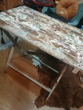 Mesa plegable rústica madera y metal