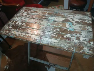 Mesa plegable rústica madera y metal