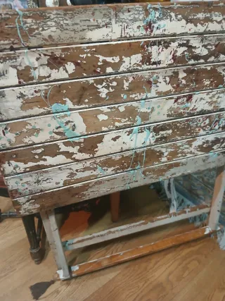 Mesa plegable rústica madera y metal