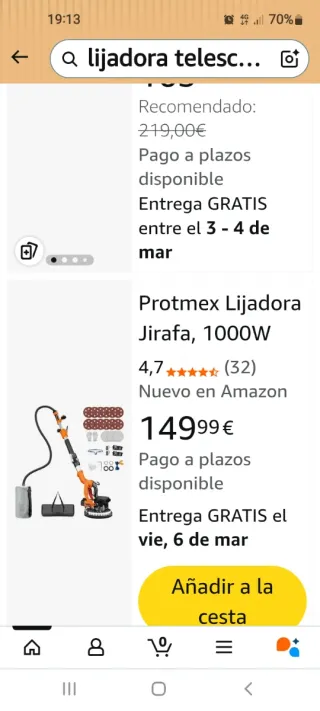 Lijadora telescópica para quitar gotelé