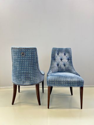 Juego de 2 sillas de comedor tapizadas azul