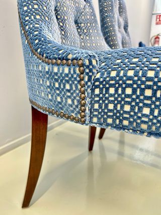 Juego de 2 sillas de comedor tapizadas azul