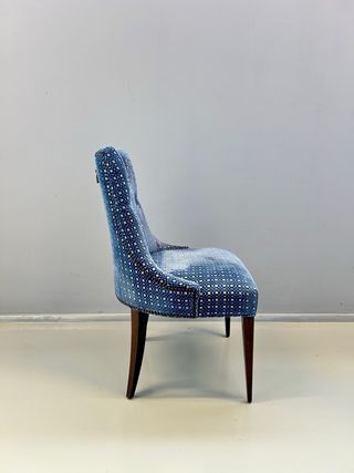 Juego de 2 sillas de comedor tapizadas azul