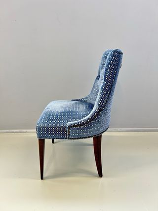 Juego de 2 sillas de comedor tapizadas azul