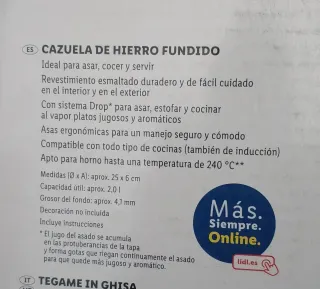 Cazuela Hierro Fundido Ernesto 2 litros Roja