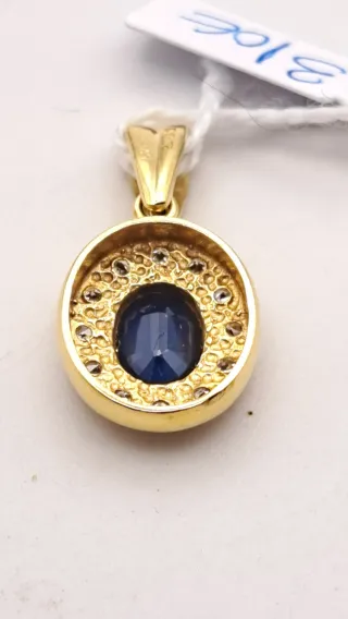 Colgante Oro 18k con Zafiro y circonitas