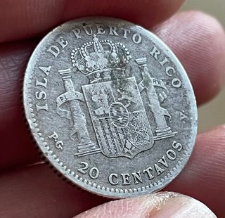 20 Centavos de Peso Puerto Rico 1895 Alfonso XIII
