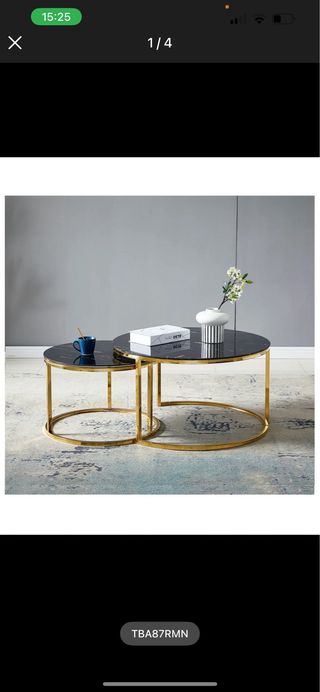 Tavoli Nido Marmo Nero e Oro