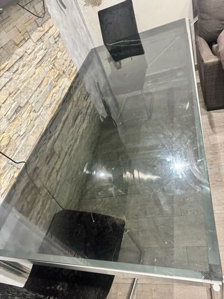 Mesa comedor cristal y metal