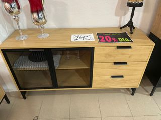 Aparador Roble con Rejilla Metálica