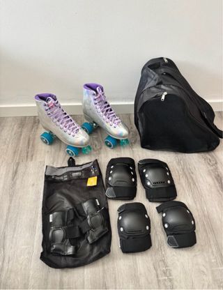 Patins Quad Beverly Flamingueo Prateado Roxo