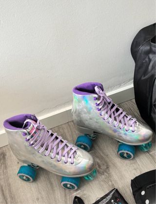 Patins Quad Beverly Flamingueo Prateado Roxo