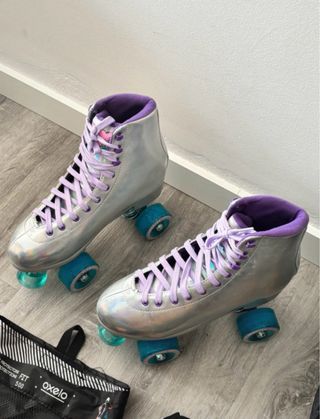 Patins Quad Beverly Flamingueo Prateado Roxo