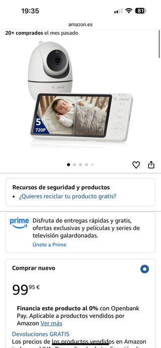 Cámara Vigilabebés Jané con Visión Nocturna