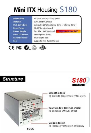 Caja PC Aopen S-180 Mini-ITX Nueva