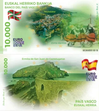 Billete 10.000 Euro Souvenir País Vasco