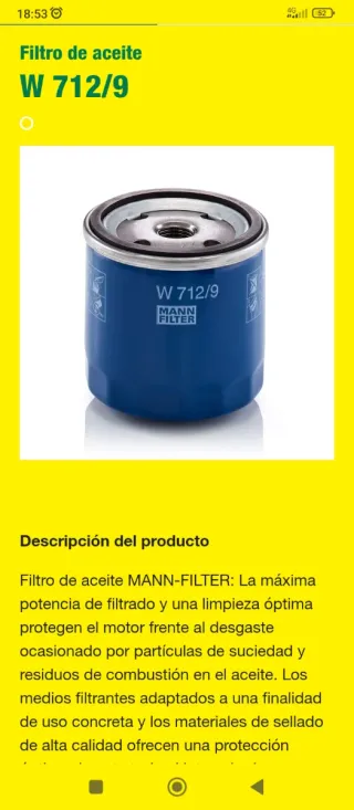 Filtro Aceite Mann W 712/9