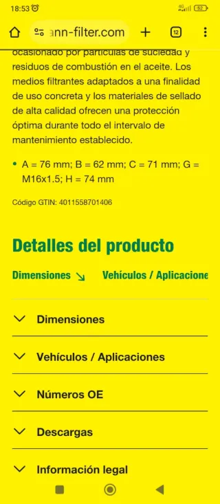 Filtro Aceite Mann W 712/9