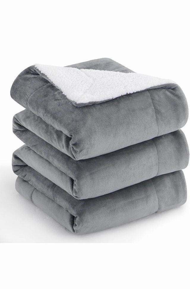 Manta Polar Suave Gris y Blanca