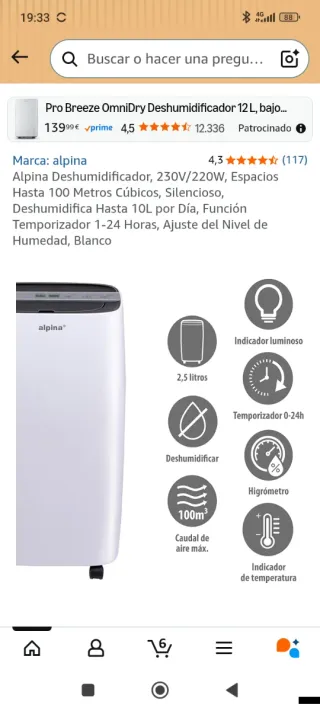 Deshumidificador Alpina Blanco