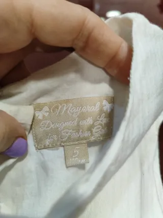 Vestido blanco niña 5-6 años mayoral