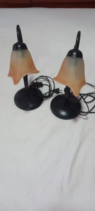 Lote 1 lámparas cristal y metal 2 de mesita