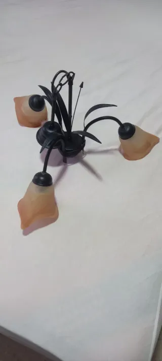 Lote 1 lámparas cristal y metal 2 de mesita