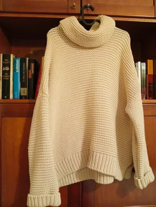 Jersey oversize cuello alto punto bobo rosa