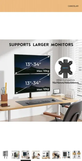 Supporto doppio monitor Bontec nero