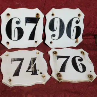 4 Azulejos Antiguos Números Fachada Cerámica