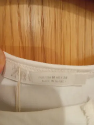Top Zara Blanco Encaje Talla M