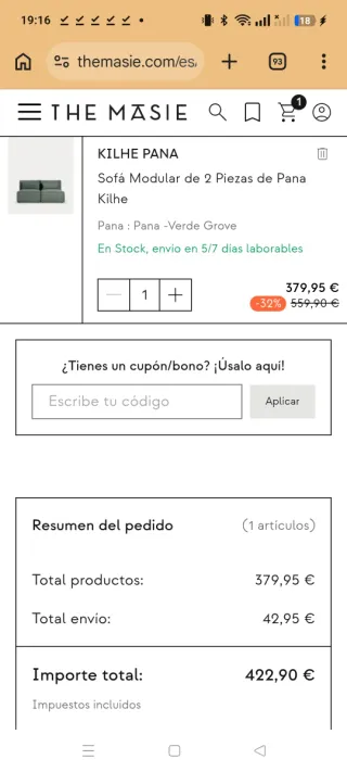 Sofá modular naranja de tela NUEVO A ESTRENAR