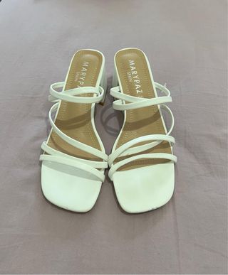 Sandalias Blancas Tacón Talla 36