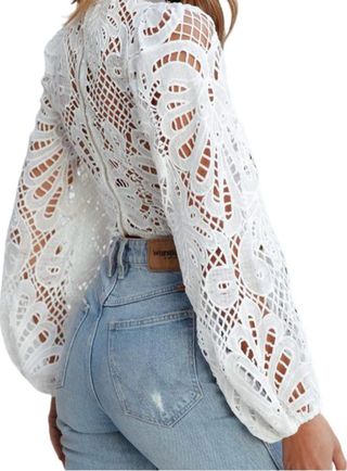 Blusa Encaje Manga Larga Talla S