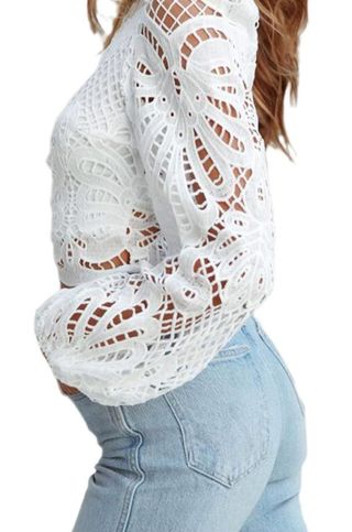 Blusa Encaje Manga Larga Talla S
