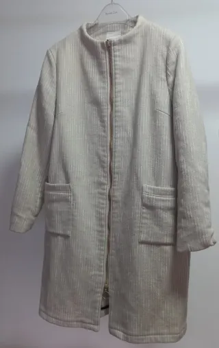 Abrigo lana SKFK beige/plata