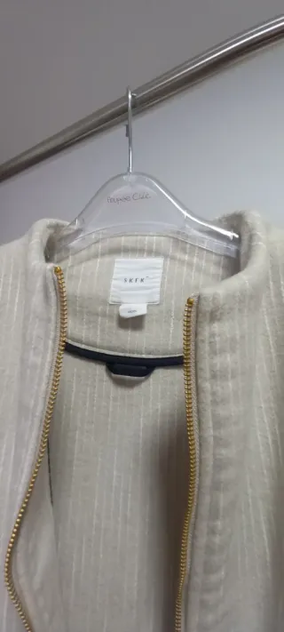 Abrigo lana SKFK beige/plata
