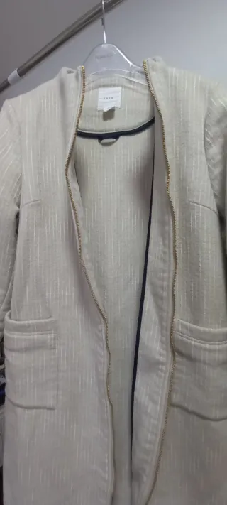 Abrigo lana SKFK beige/plata