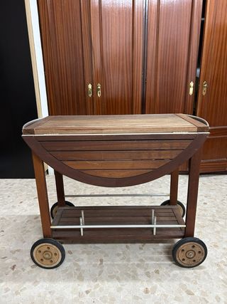 Mesa redonda madera y metal plegable