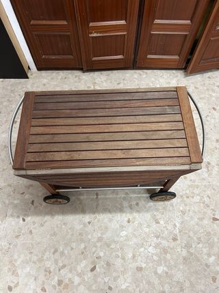 Mesa redonda madera y metal plegable