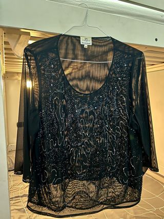 Blusa camicia donna nera Rêve de Ronde manica 3/4