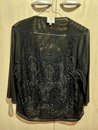 Blusa camicia donna nera Rêve de Ronde manica 3/4