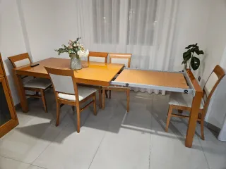 Mesa y 6 sillas madera cerezo