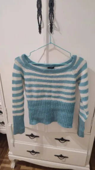 Jersey Mango Rayas Azul y Blanco Talla S